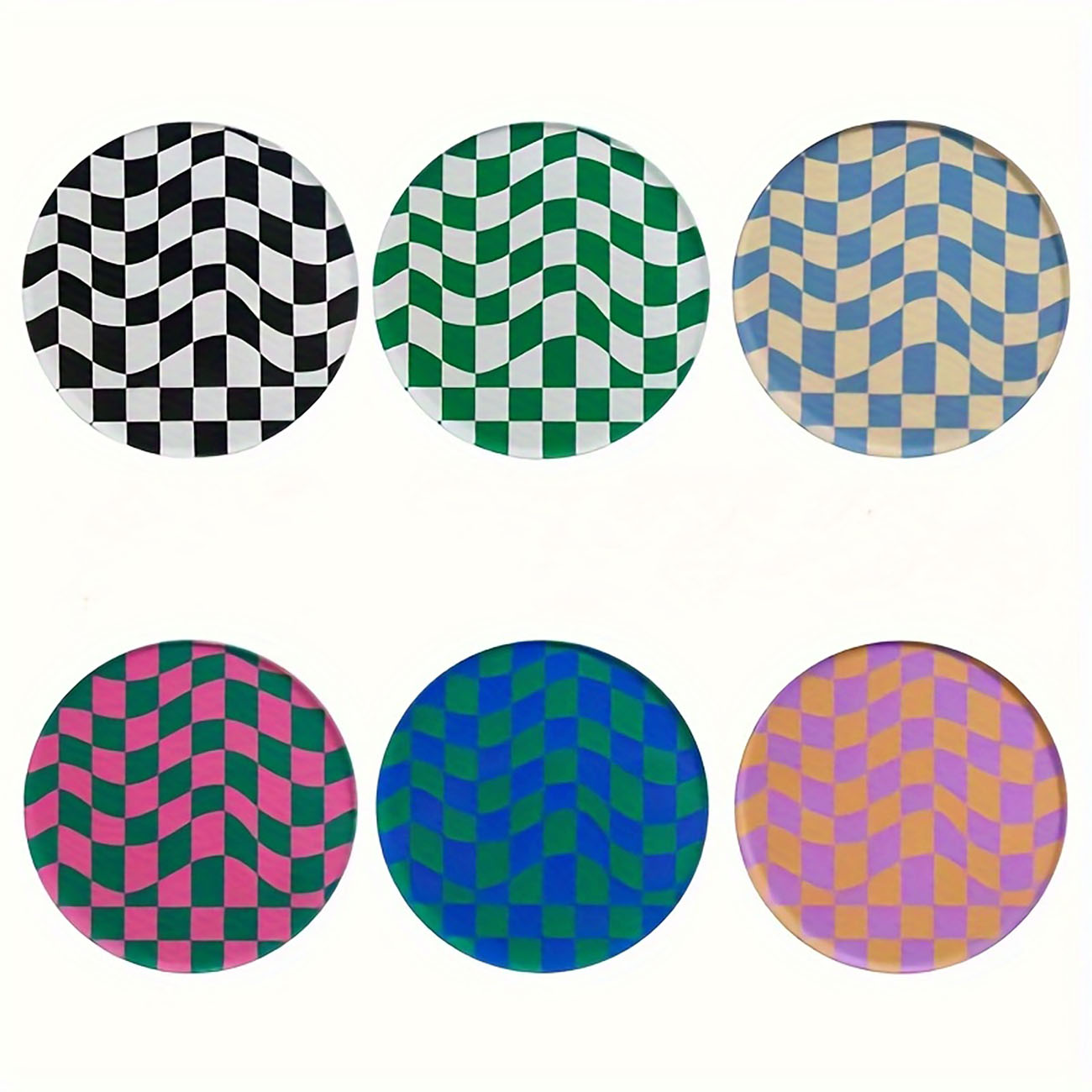 Marble Coaster Set - 6 Peças - Porta-copos de Madeira,