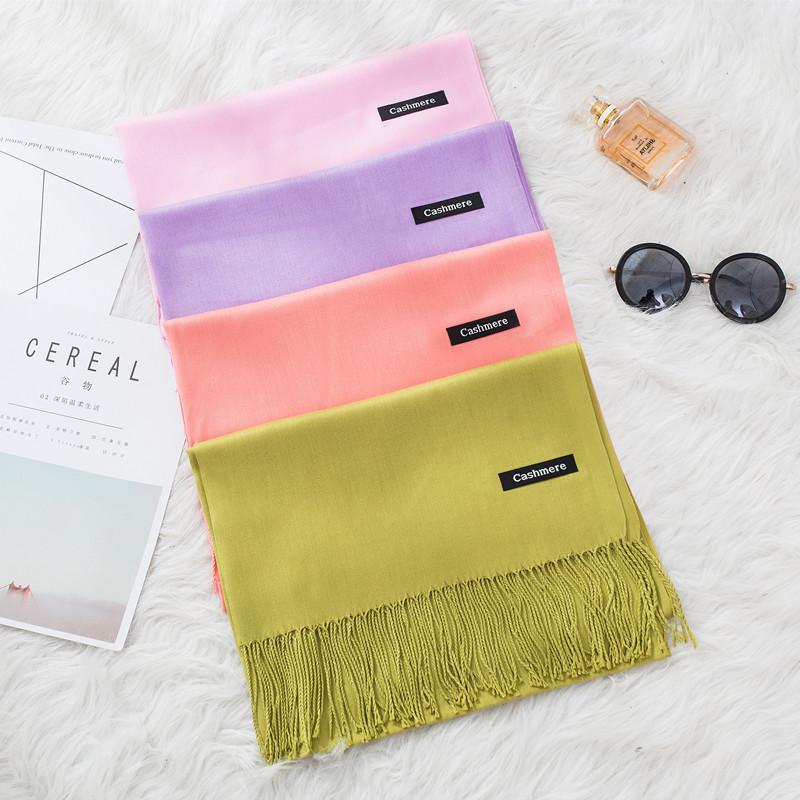 Cashmere Scarf - Lenço monocromático de caxemira para mulheres,