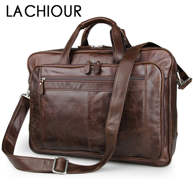 Leather Briefcase - LACHIOUR Bolsa de couro genuíno para