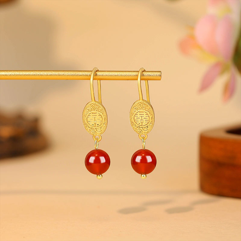 Brincos de Jade Vermelho Natur - Gold Plated Jewelry avaliação e preço
