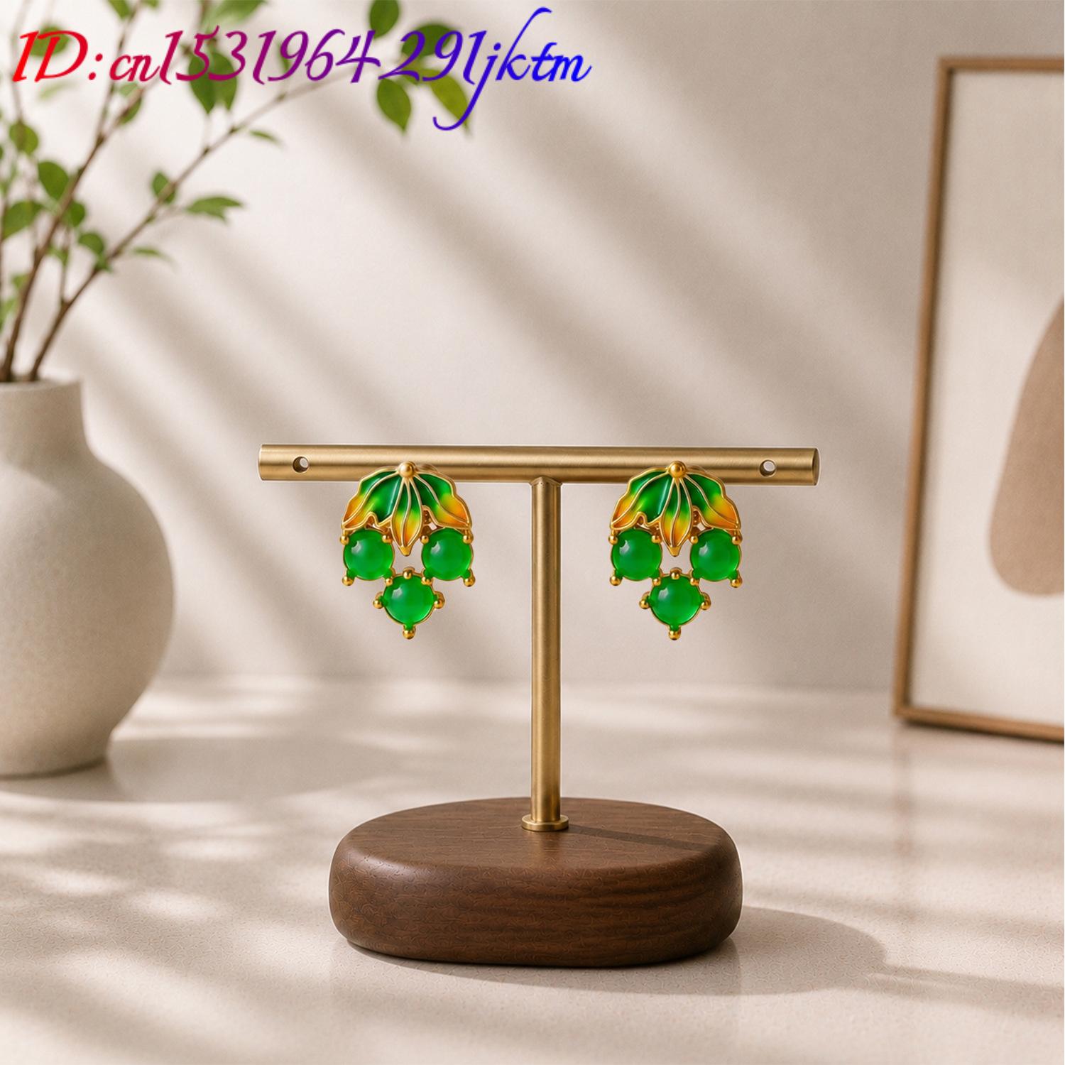 Brincos de Jadeíte Birmanesa e - Gold Plated Jewelry avaliação e preço