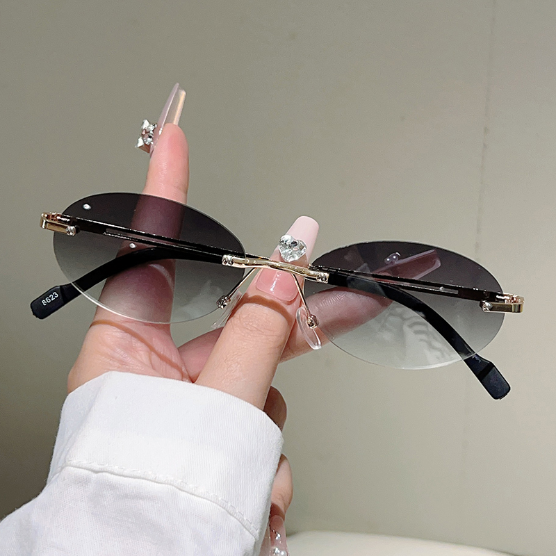 Óculos de sol ovais sem armaçã - Designer Sunglasses avaliação e preço