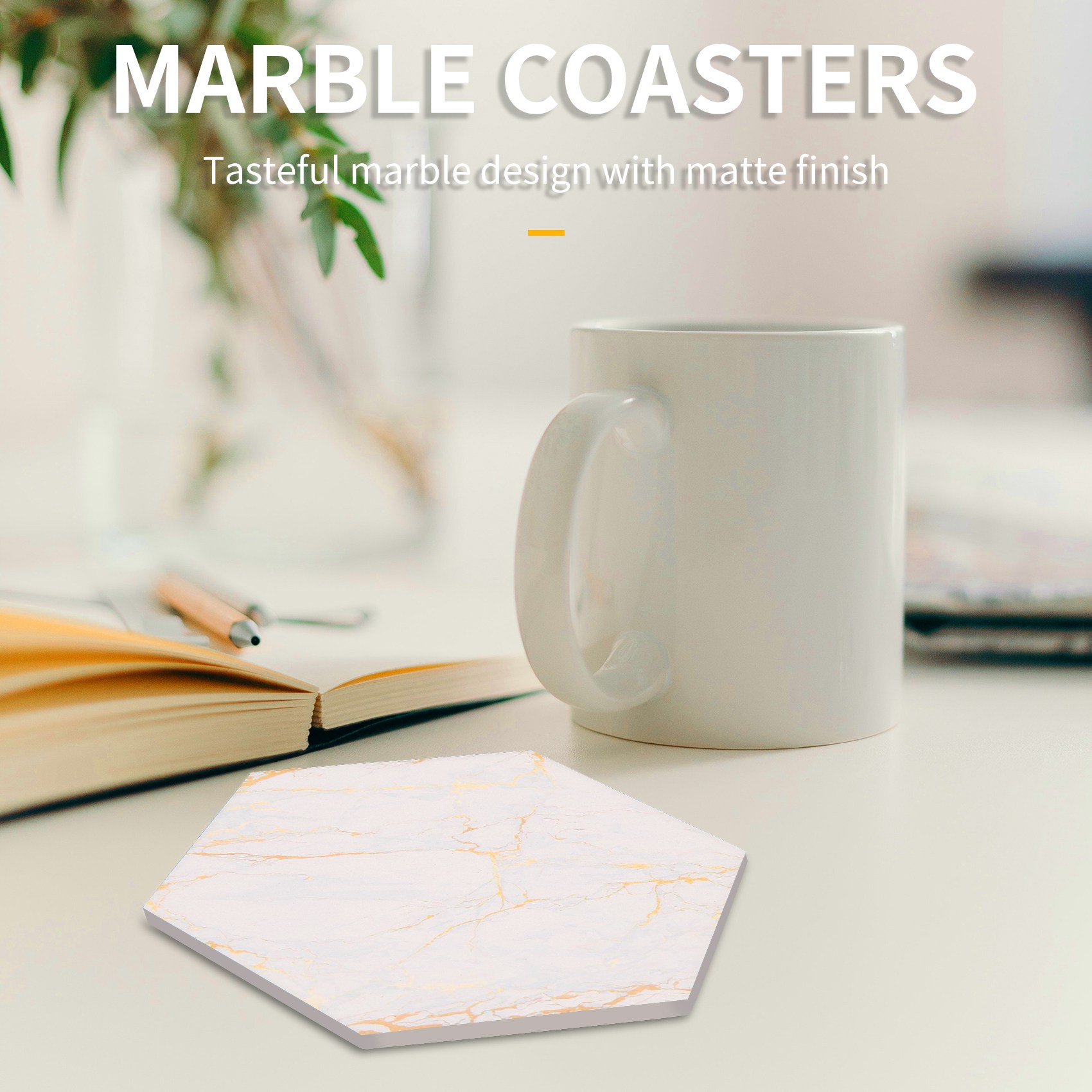 8 porta-copos para bebidas abs - Marble Coaster Set avaliação e preço