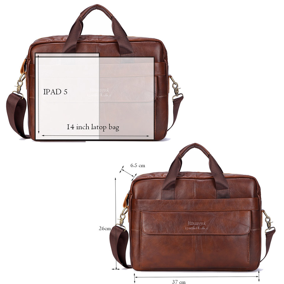 Homens de couro genuíno bolsas - Leather Briefcase avaliação e preço