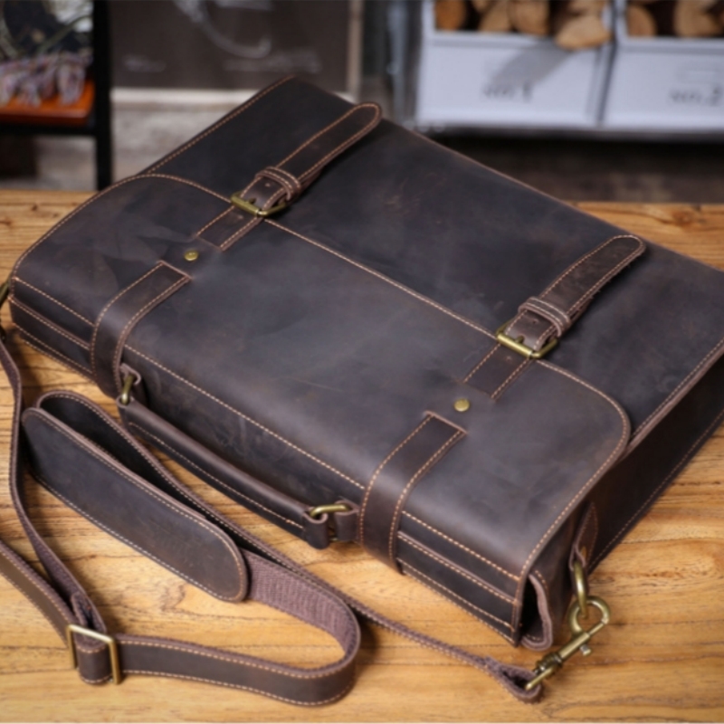 Maleta de couro real para home - Leather Briefcase avaliação e preço