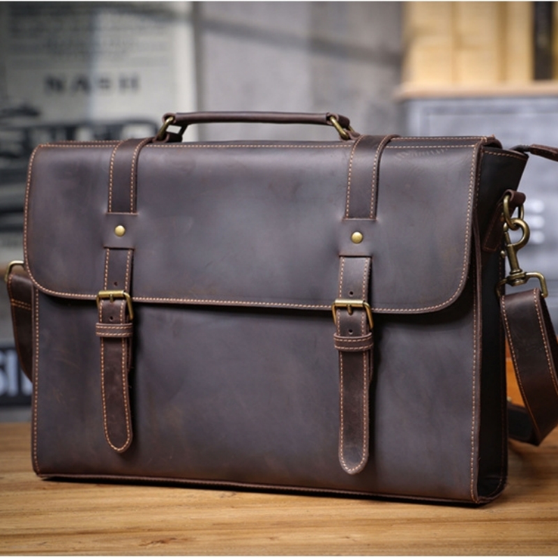 Maleta de couro real para home - Leather Briefcase avaliação e preço