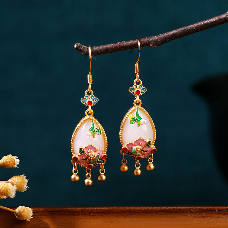 Brincos de Jade Natural em For - Gold Plated Jewelry avaliação e preço